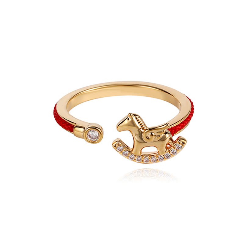 Anillo de hilo rojo de cobre dorado con Buddha Stones para abrir el año del caballo - image 5