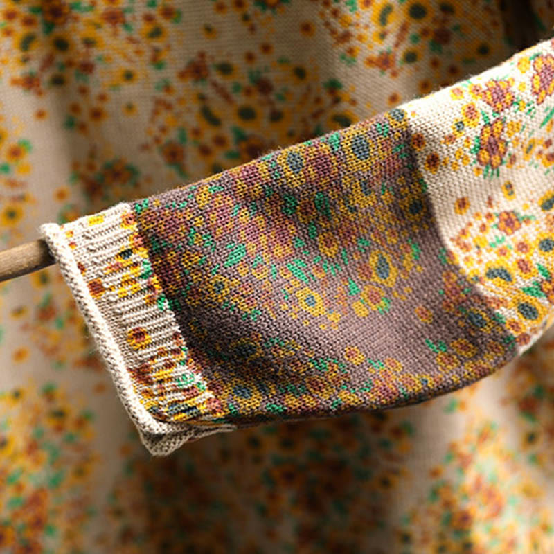 Suéter de punto con cuello alto y manga larga para mujer, de algodón con estampado floral y bajo acanalado, de Buddha Stones. - image 8