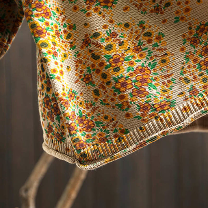 Suéter de punto con cuello alto y manga larga para mujer, de algodón con estampado floral y bajo acanalado, de Buddha Stones. - image 10