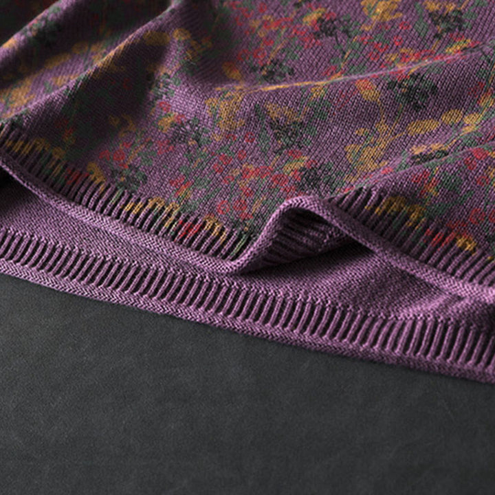 Suéter de algodón para mujer con cuello alto y manga larga, estampado de plantas y Buddha Stones). - image 14