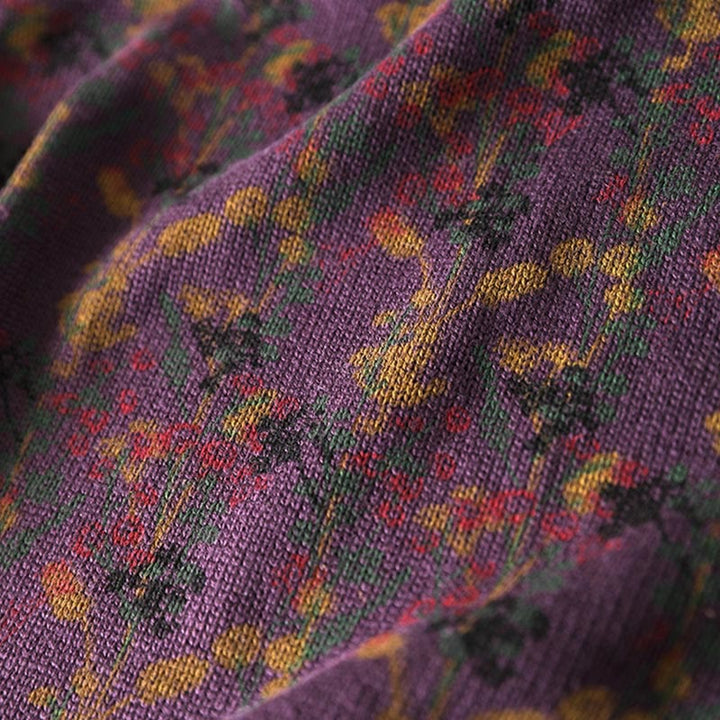 Suéter de algodón para mujer con cuello alto y manga larga, estampado de plantas y Buddha Stones). - image 12