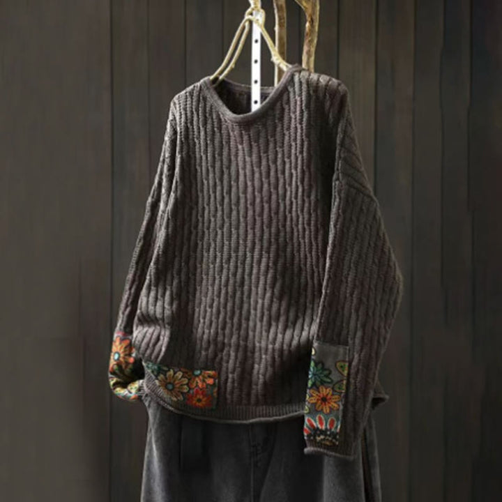 Suéter de manga larga con cuello redondo y diseño de patchwork de Buddha Stones para mujer. - Gris oscuro - US4-12, UK/AU8-16, EU36-44 (F) - image 11