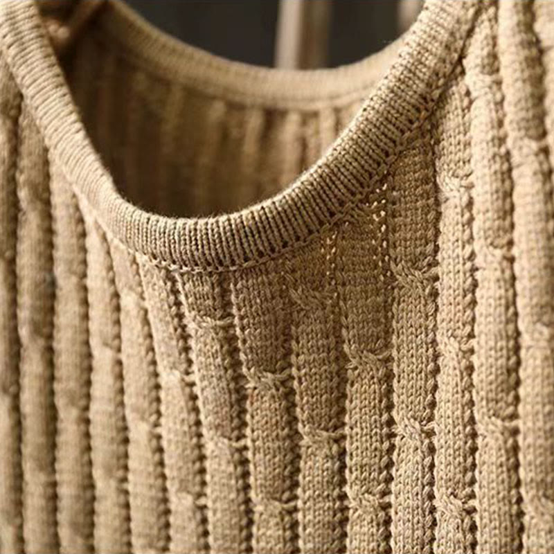 Suéter de algodón para mujer con cuello redondo y manga larga, diseño patchwork de Buddha Stones para invierno - image 4