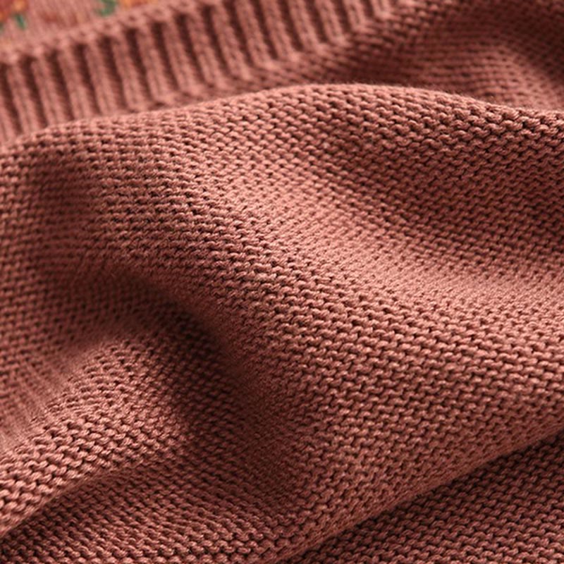 Suéter de punto de algodón para mujer con cuello alto, manga larga y estampado floral de otoño con Buddha Stones - image 5