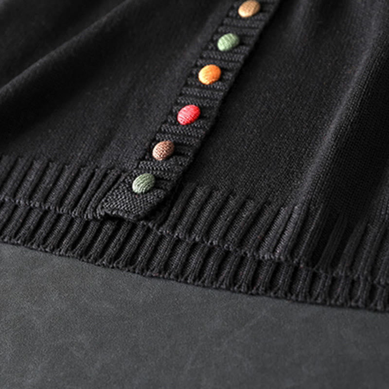 Cárdigan de manga larga para mujer, de algodón, con diseño liso de botones coloridos y Buddha Stones. - image 7