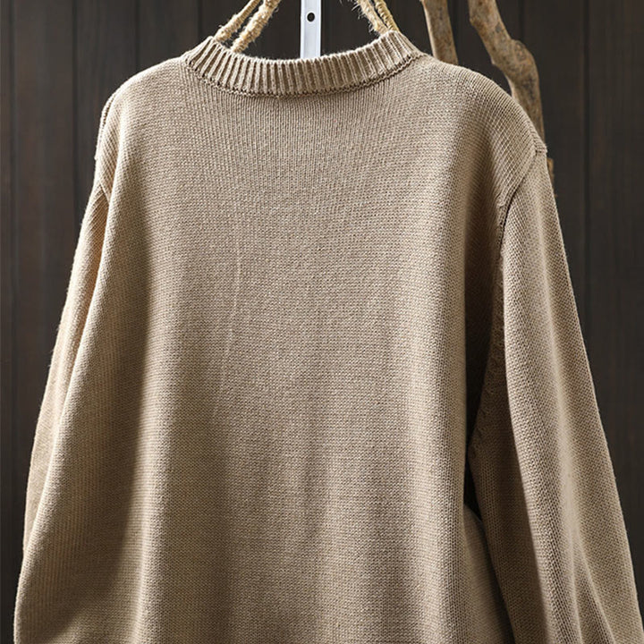 Cárdigan de manga larga para mujer, de algodón, con diseño liso de botones coloridos y Buddha Stones. - image 11