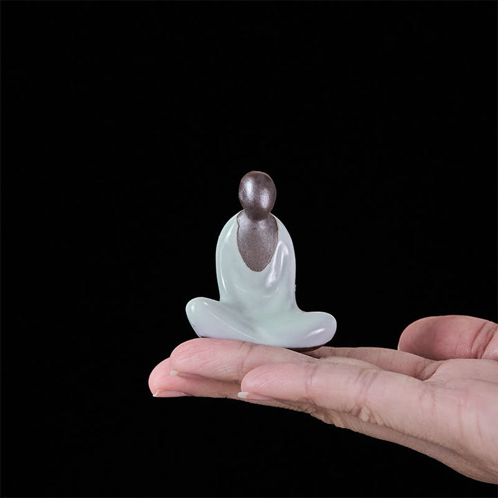 Estatua de cerámica de Buddha Stones meditando, pequeña, sin forma, de Buda, para decoración zen del hogar, 4 x 2,5 x 5 cm - image 5