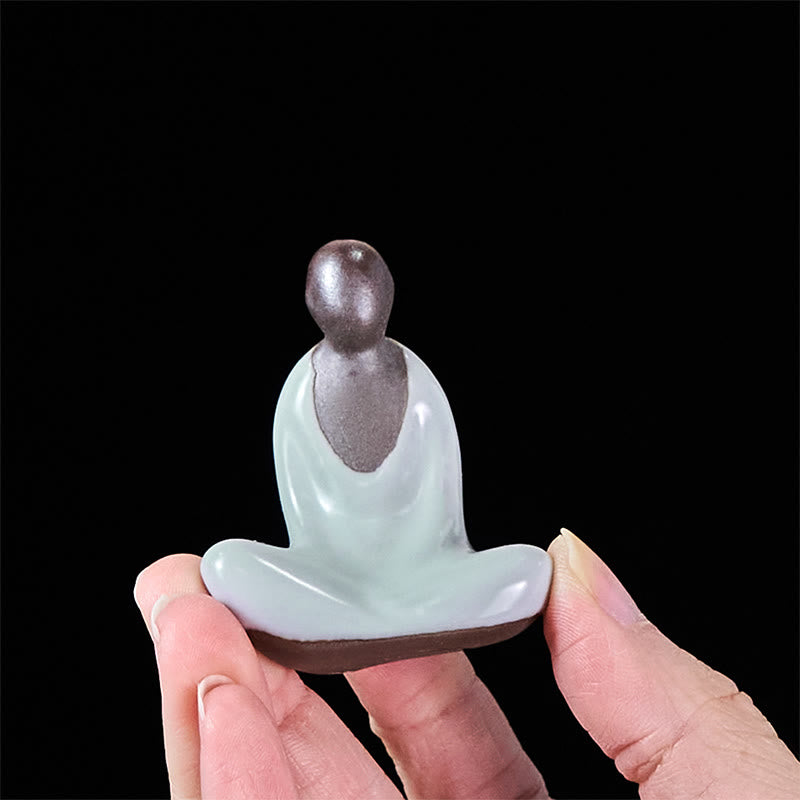 Estatua de cerámica de Buddha Stones meditando, pequeña, sin forma, de Buda, para decoración zen del hogar, 4 x 2,5 x 5 cm - image 6