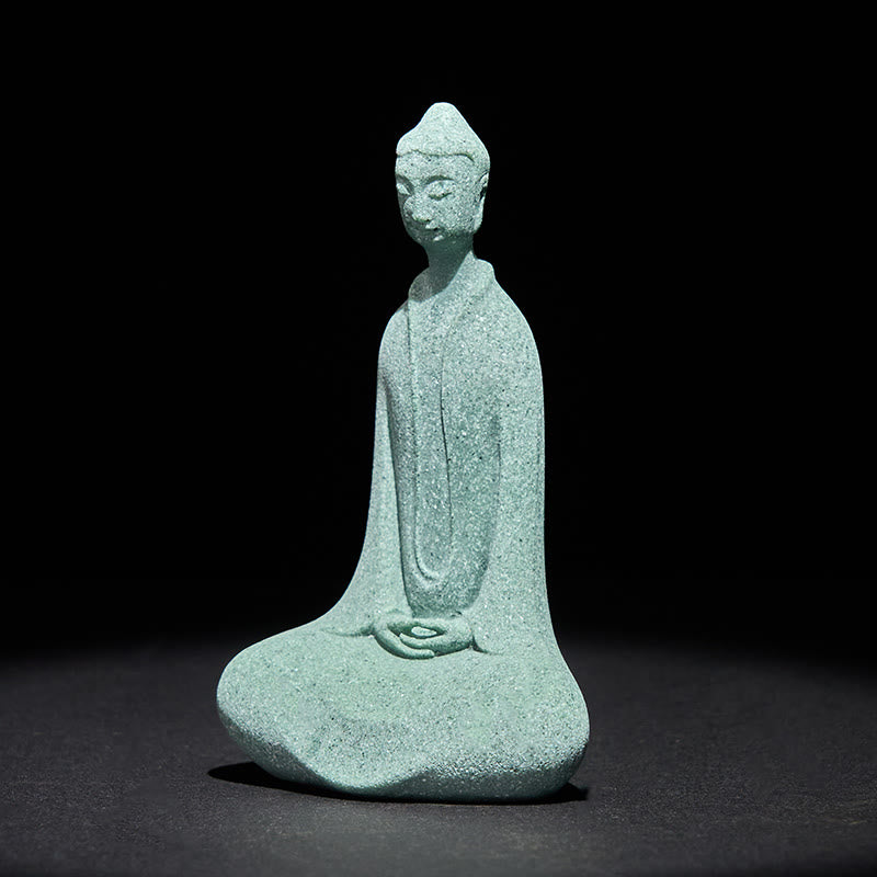 Estatua de Buddha Stones de meditación de arenisca, figura de Buda, decoración de escritorio, 6 x 4,5 x 9,5 cm - image 3
