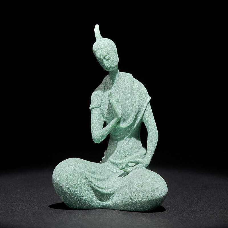 Estatua de Buddha Stones escuchando, arenisca, decoración del hogar, 6,5 x 5,5 x 9,5 cm - Buda 6,5 x 5,5 x 9,5 cm - image 0