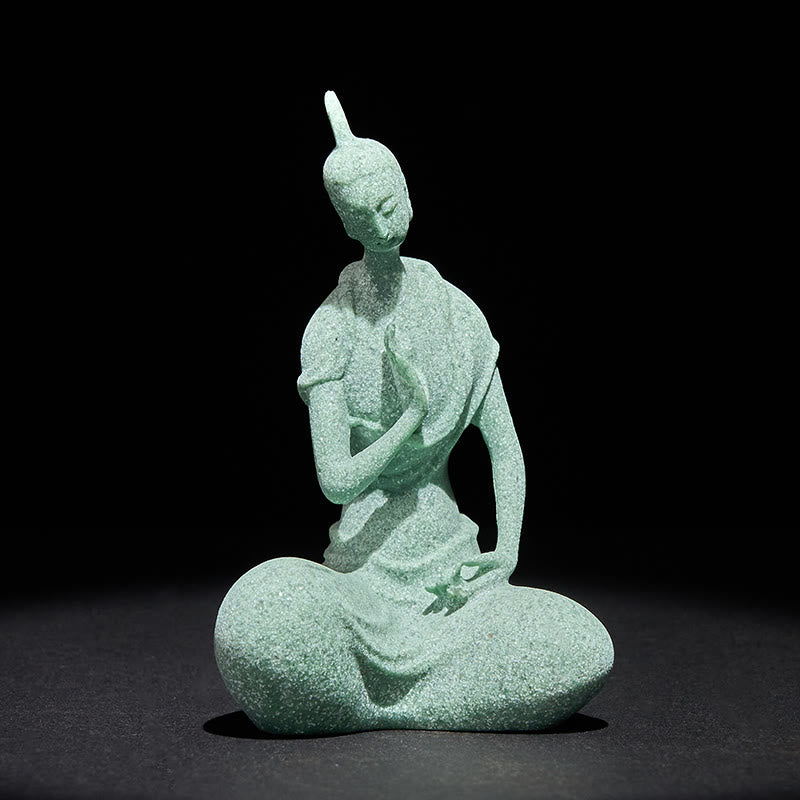 Estatua de Buddha Stones escuchando, arenisca, decoración del hogar, 6,5 x 5,5 x 9,5 cm - image 3