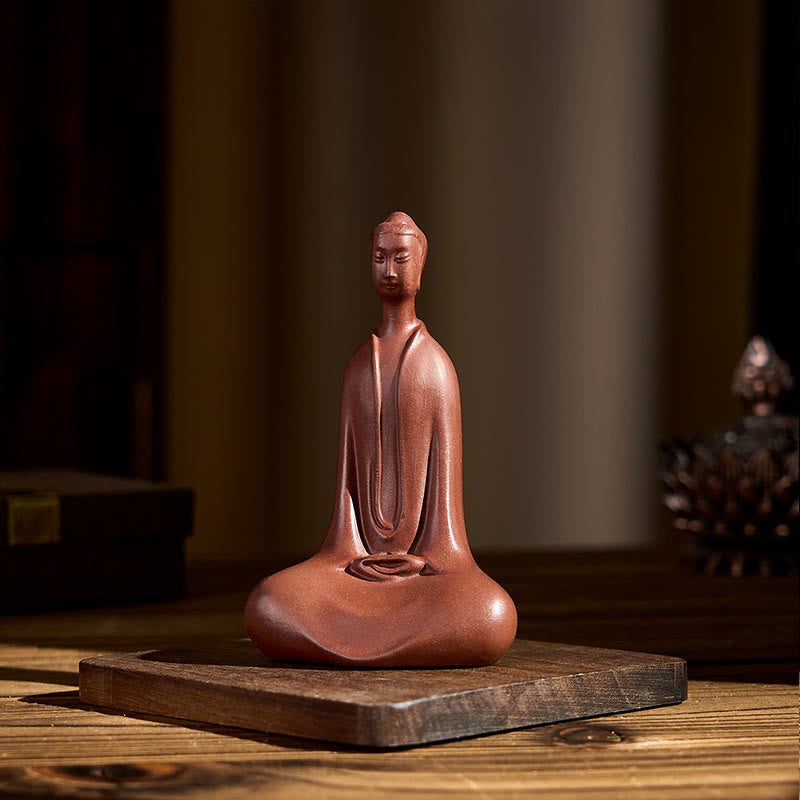 Buddha Stones sin forma, Buda de arcilla púrpura, decoración de escritorio para el hogar, 5,7 x 9,6 cm - image 2