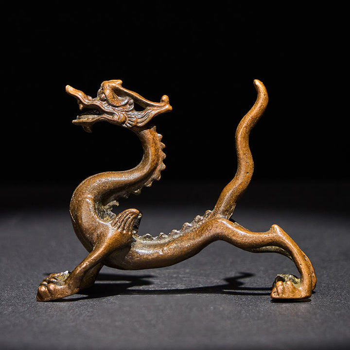 Mini dragón de aleación de Buddha Stones , piedra de protección para la suerte, decoración del hogar, 7,6 x 2,5 x 5,4 cm - Dragón 7,6*2,5*5,4 cm - image 0