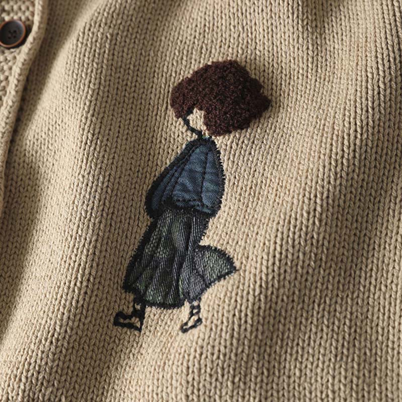 Cárdigan de manga larga para mujer, de algodón, con botones y estampado de figuras de patchwork con Buddha Stones. - image 9