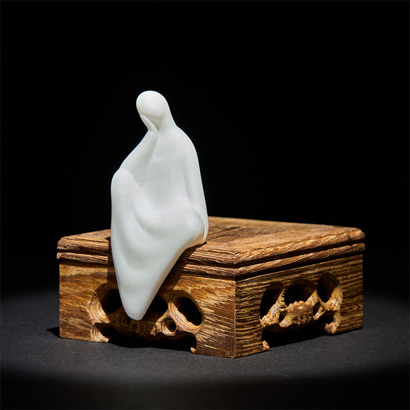 Buddha Stones, Buda sin forma, cerámica, escritorio de madera de wengué, decoración de serenidad - image 1