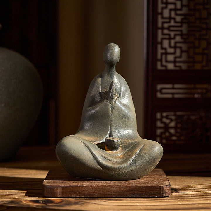 Estatua de Buddha Stones de resina fundida con óxido de hierro en polvo, hecha a mano, sin forma, 11,5 x 9 x 6,5 cm - image 1