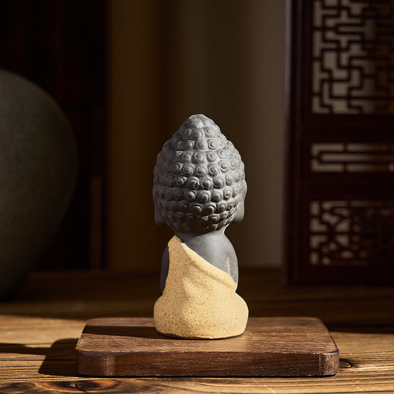 Buddha Stones, diseño del símbolo de Buda Tathagata, decoración de escritorio de arcilla púrpura Serenity - image 5