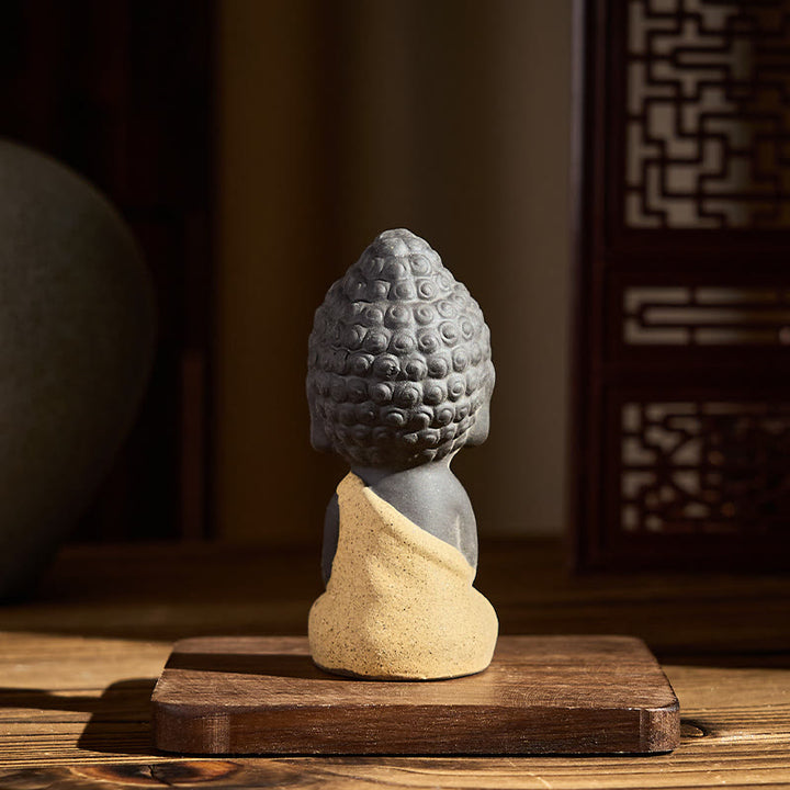 Buddha Stones, diseño del símbolo de Buda Tathagata, decoración de escritorio de arcilla púrpura Serenity - image 5