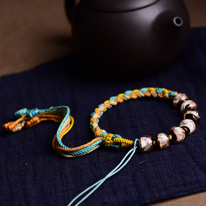 Pulsera de cuerda con Buddha Stones, vidrio tibetano Liuli, para la salud y la seguridad - image 8