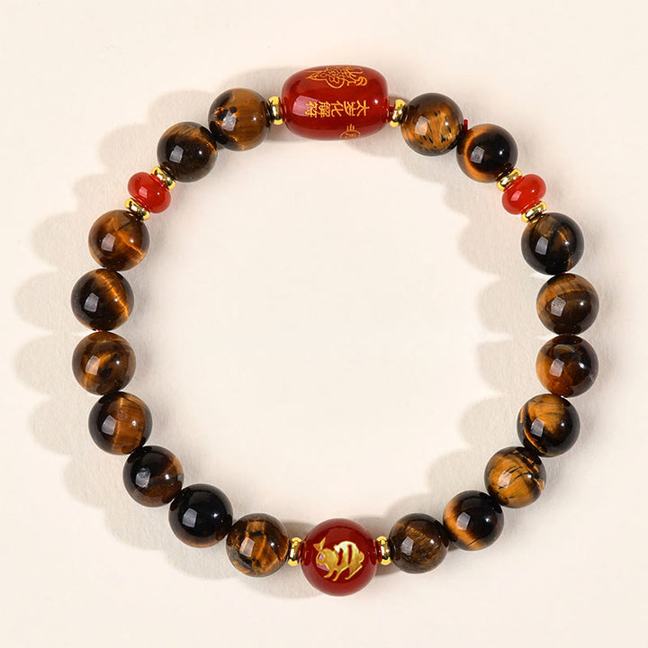 Pulsera protectora de ágata roja con ojo de tigre natural y Buddha Stones del zodiaco chino (12 unidades). - 8 mm (circunferencia de la muñeca 14-16 cm) - Conejo - image 4
