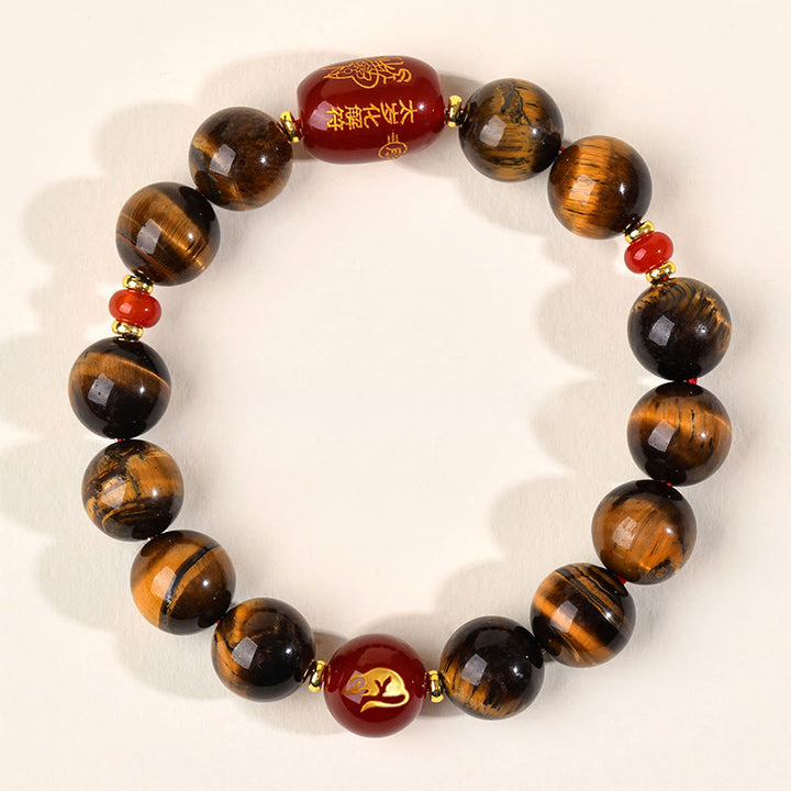 Pulsera protectora de ágata roja con ojo de tigre natural y Buddha Stones del zodiaco chino (12 unidades). - 12 mm (circunferencia de la muñeca 17-18 cm) - Rata - image 33