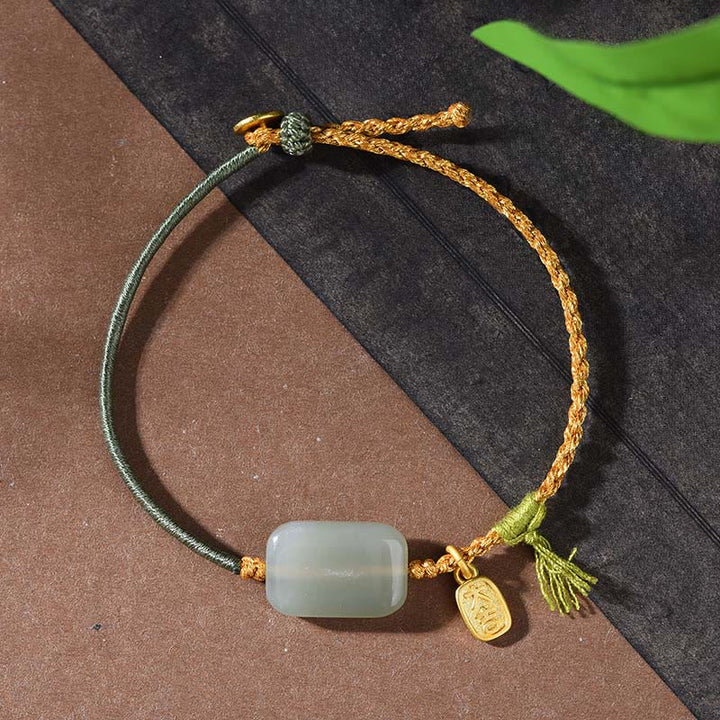 Pulsera de la prosperidad de jade Hetian y Buddha Stones en plata de ley 925 - Jade Hetian y cordón verde oscuro (circunferencia de la muñeca: 15-18 cm) - image 8