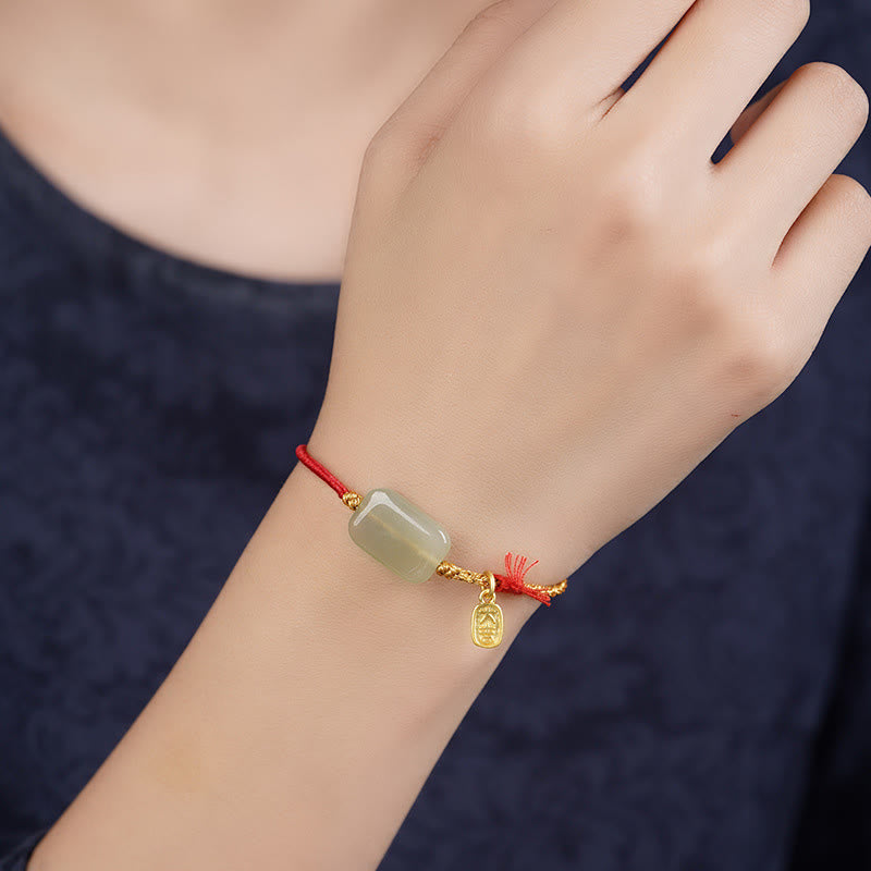 Pulsera de la prosperidad de jade Hetian y Buddha Stones en plata de ley 925 - image 1