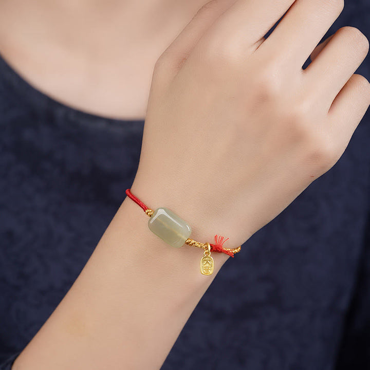 Pulsera de la prosperidad de jade Hetian y Buddha Stones en plata de ley 925 - image 1