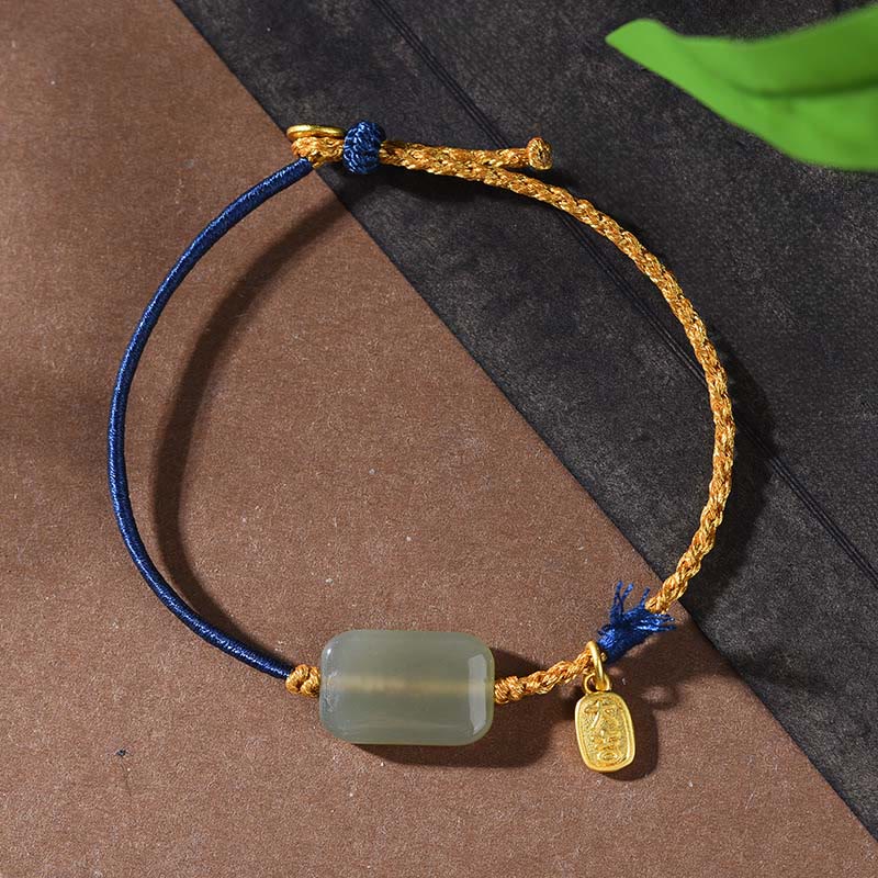 Pulsera de la prosperidad de jade Hetian y Buddha Stones en plata de ley 925 - Cordón de jade Hetian y azul marino (circunferencia de la muñeca: 15-18 cm) - image 6