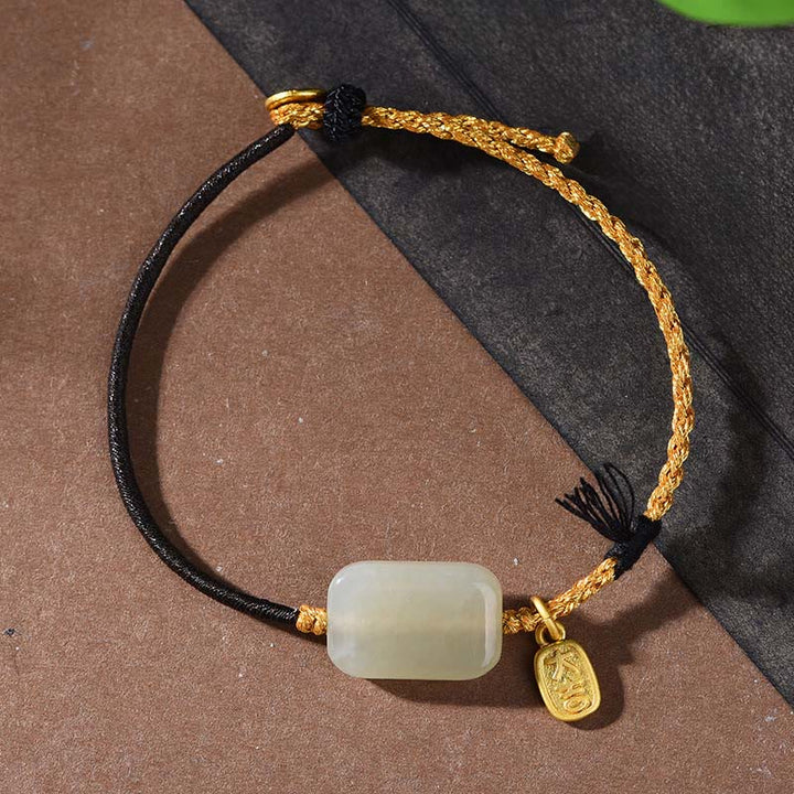Pulsera de la prosperidad de jade Hetian y Buddha Stones en plata de ley 925 - Jade Hetian y cordón negro (circunferencia de la muñeca: 15-18 cm) - image 7