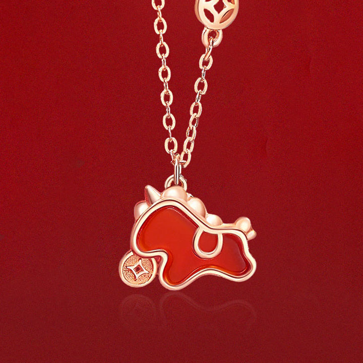 Pendientes asimétricos de protección con moneda de plata de ley 925 y Buddha Stones , con ágata roja, año del caballo. - image 16