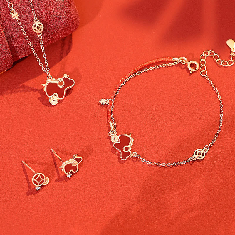 Pendientes asimétricos de protección con moneda de plata de ley 925 y Buddha Stones , con ágata roja, año del caballo. - image 21