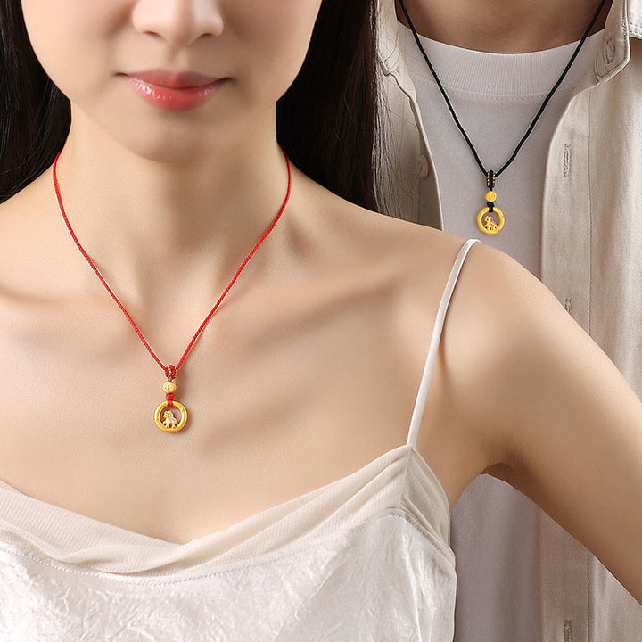 Collar con colgante de la suerte con hebilla de la paz y el personaje Fu, de plata de ley 925 con Buddha Stones y símbolo del Año del Caballo. - image 14