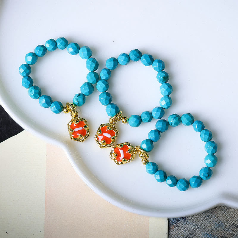 Anillo elástico de alta resistencia con diseño de cuentas facetadas de turquesa ultrafinas de 4 mm de Buddha Stones - image 4