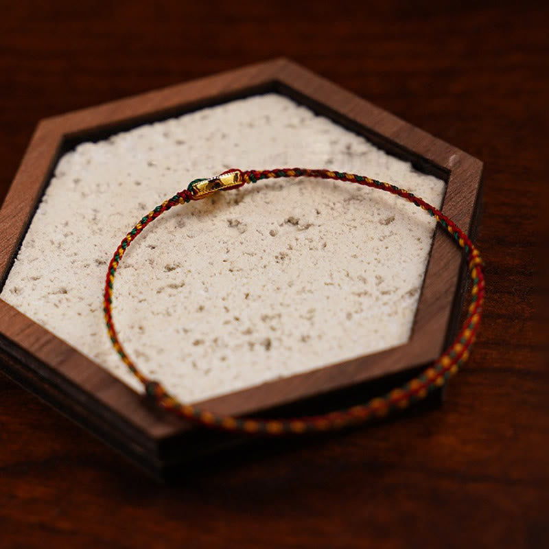 Pulsera tobillera ajustable con dije de monedas de cobre hechas a mano con Buddha Stones y cordón trenzado. - image 2