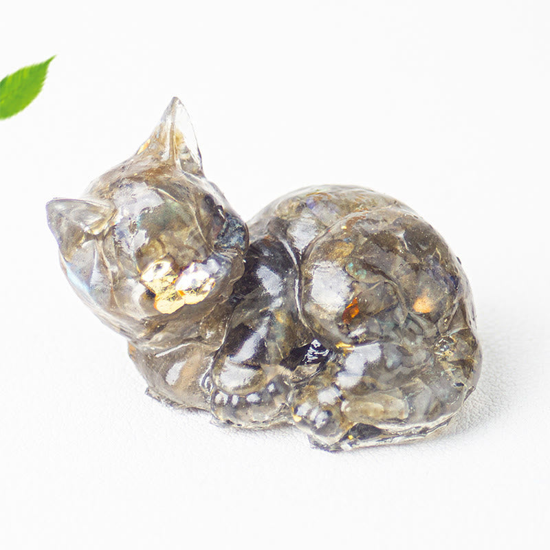 Buddha Stones, fragmento de cristal, resina epoxi, decoración pequeña con forma de gato.  - image 23