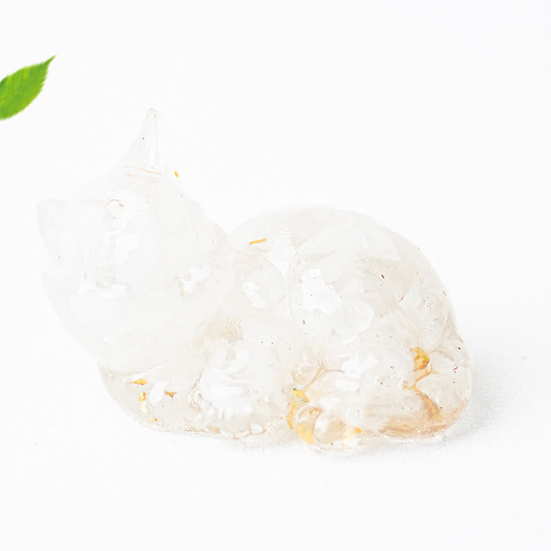 Buddha Stones, fragmento de cristal, resina epoxi, decoración pequeña con forma de gato.  - Turquesa blanca (32*43*53 mm) - image 3