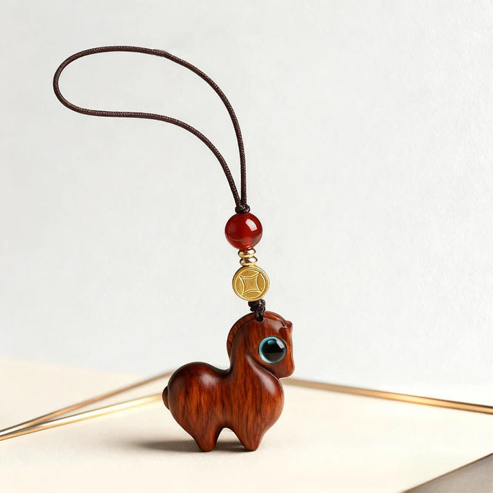 Buddha Stones Año del Caballo Hoja pequeña Sándalo rojo Llavero Calmante Decoración para teléfono - image 2