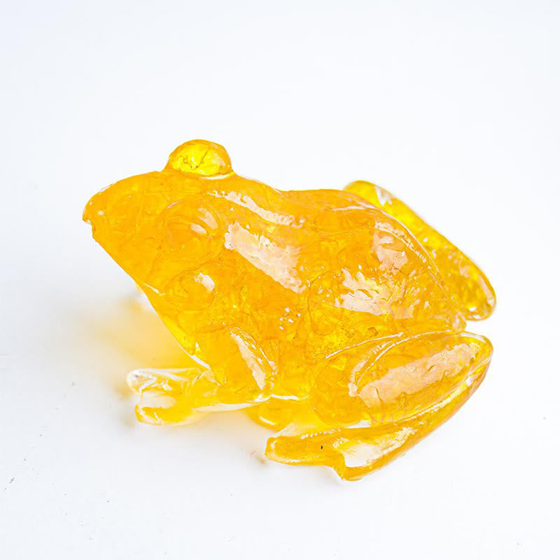 Estatua decorativa de rana pequeña con Buddha Stones, resina con gotas de cristal y pasión - Decoraciones de citrino (65*55*38 mm) - image 22