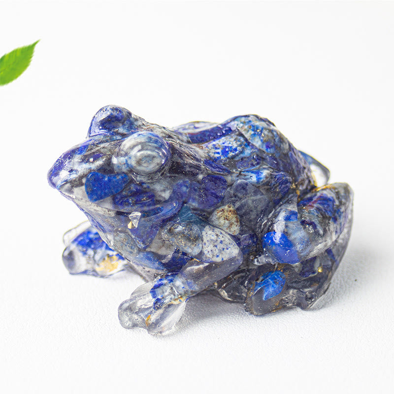 Estatua decorativa de rana pequeña con Buddha Stones, resina con gotas de cristal y pasión - image 15