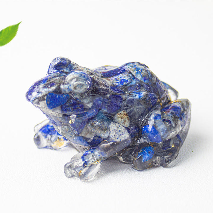 Estatua decorativa de rana pequeña con Buddha Stones, resina con gotas de cristal y pasión - image 15