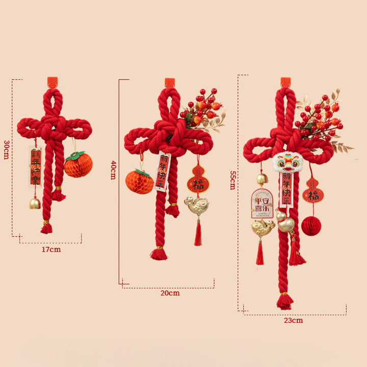 Buddha Stones Año del Caballo León Danzante Caracteres Fu Decoración de la Fortuna con Nudos Chinos - image 20