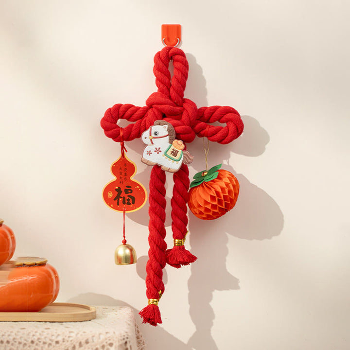 Buddha Stones Año del Caballo León Danzante Caracteres Fu Decoración de la Fortuna con Nudos Chinos - Caballo pequeño, tamaño 17 x 30 cm - image 11