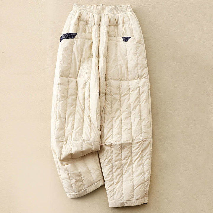 Pantalones térmicos de algodón con patchwork y bolsillos para mujer, con Buddha Stones. - seda de maíz - US8-10，UK/AU12-14，EU40-42 (2XL) - image 0