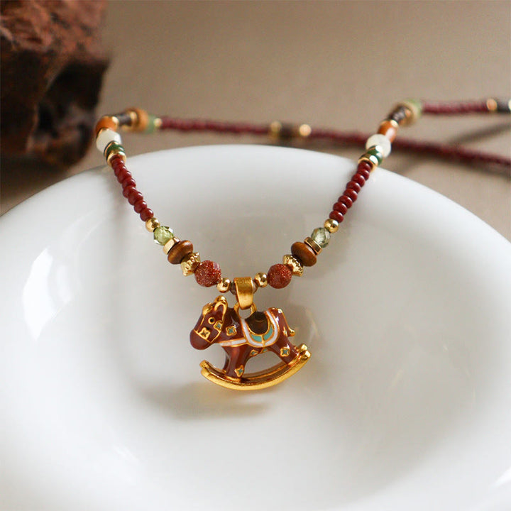 Collar con colgantes de equilibrio, Buddha Stones del año del caballo, ojo de tigre de cobre y varias cuentas. - image 3