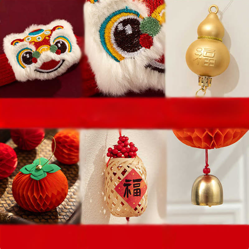 Buddha Stones Año del Caballo León Danzante Personaje Fu Manija de Puerta Decoración de Bendición - image 12