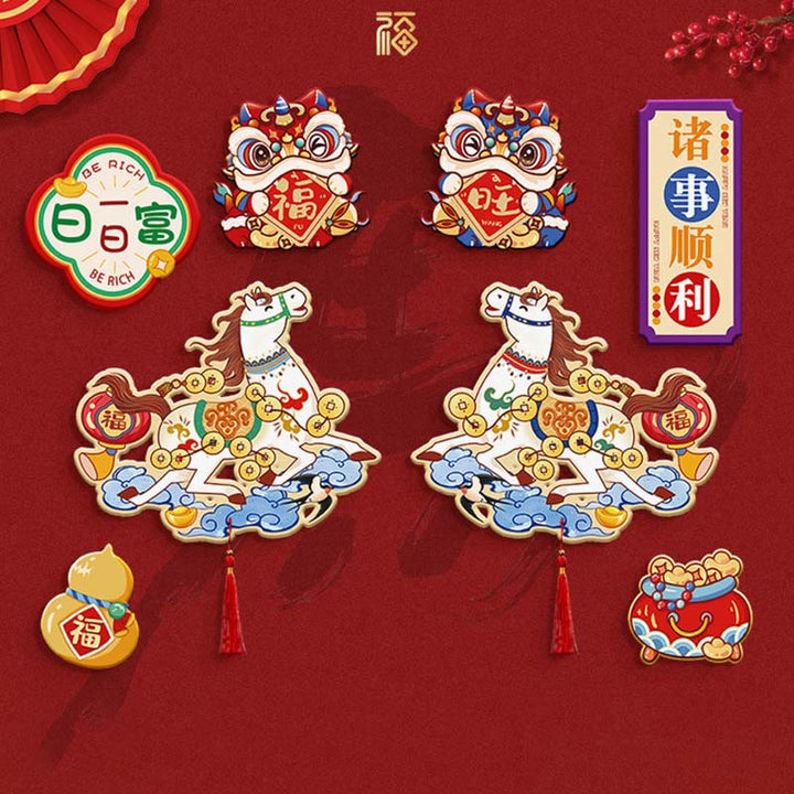 Buddha Stones Año del Caballo Imán para nevera Decoración de bendiciones para la parte trasera - Juego de 8 piezas 3 - image 4