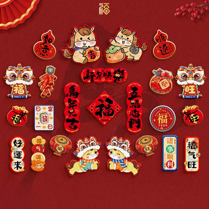 Buddha Stones Año del Caballo Imán para nevera Decoración de bendiciones para la parte trasera - Juego de 24 piezas 1, juego de 2 piezas y juego de 4 piezas - image 17
