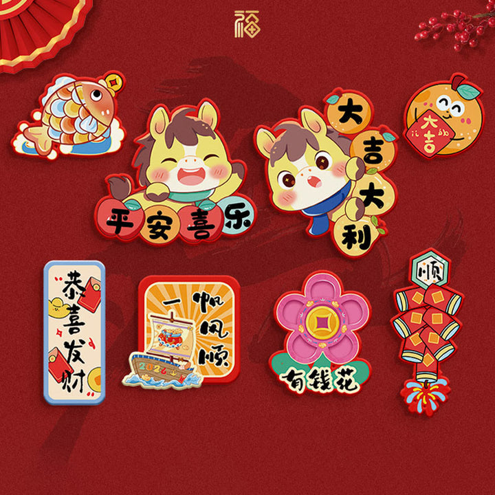 Buddha Stones Año del Caballo Imán para nevera Decoración de bendiciones para la parte trasera - Juego de 8 piezas 5 - image 6