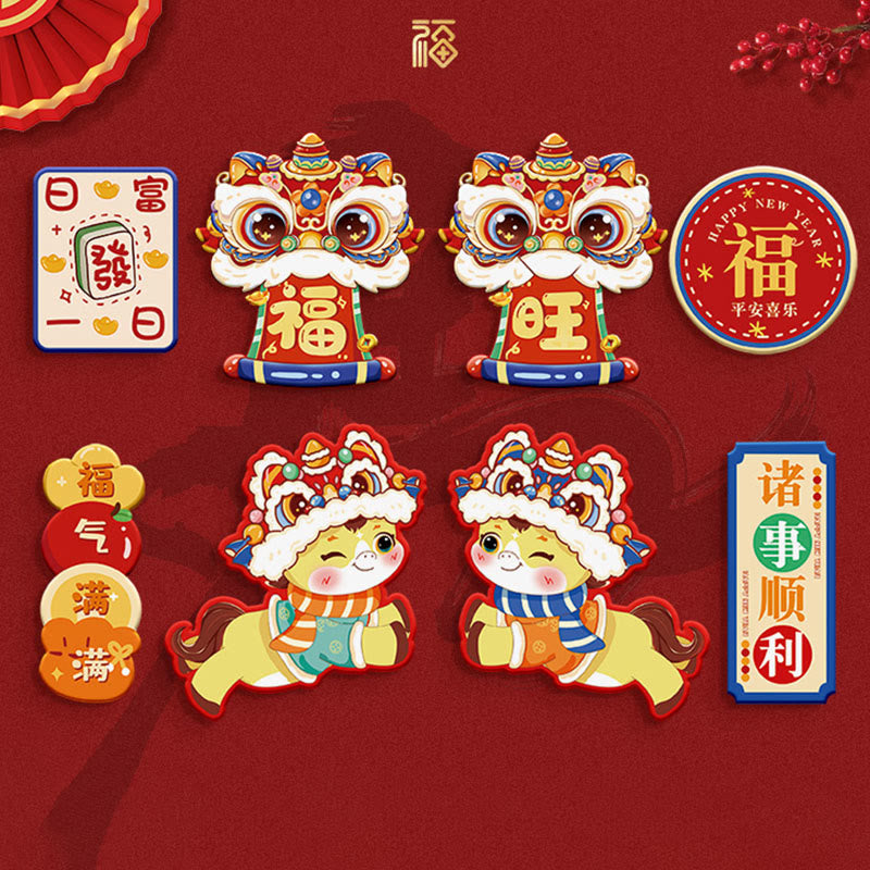 Buddha Stones Año del Caballo Imán para nevera Decoración de bendiciones para la parte trasera - Juego de 8 piezas 4 - image 5